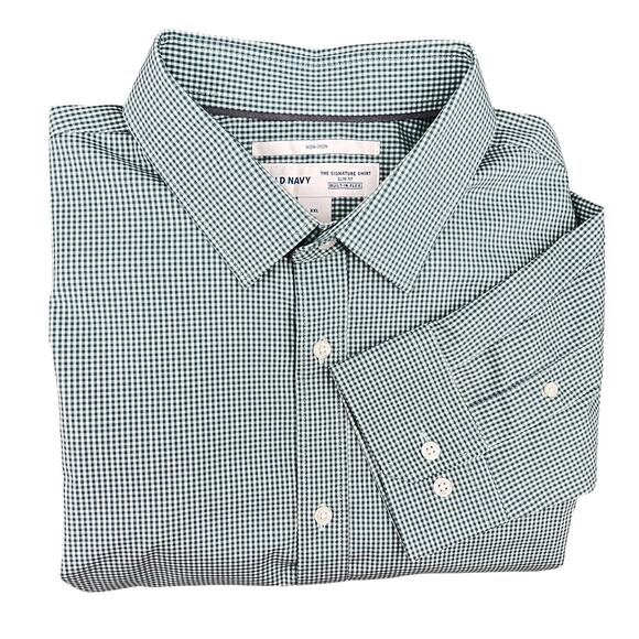 Old Navy Slim Fit Buit In Flex Signature No Iron Plaid Button Up Dress Shirt XXL - Picture 1 of 8